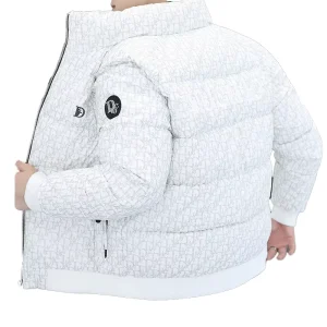 Men’s Thickened Cotton Padded Jacket Stand Collar Zipper Closure High Street Style for Autumn and Winter