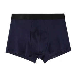 Men’s Thin Ice Silk Knitted Polyester Spandex Underwear Quick Drying Mid-Rise Breathable Seamless Pure Boxer Briefs