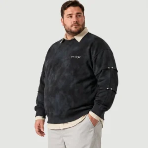 Men’s Tie Dye Crew Neck T Shirt Sweatshirt Cotton Long Sleeve Casual Big and Tall Plus Size Relaxed Fit Drop Shoulder 6XL 7XL