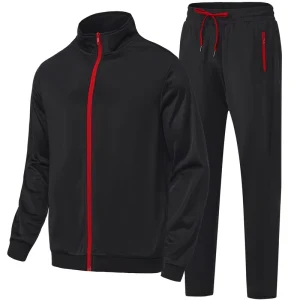 Mens Tracksuits 2 Piece Full Zip Jacket Sweatpants Running SweatSuits for Men Shiny Polyester Sport Track Suits Men’s Tracksuit