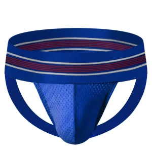 Men’s Training Jockstrap with 5cm Waistband Soft Cotton Spandex Belt Breathable Large Mesh Nylon Pouch Custom Widths Underwear