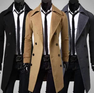 Men’s Trench Coat Slim Long Jackets and Coats Overcoat Double Breasted Trench Coat Men Winter Outerwear Jackets
