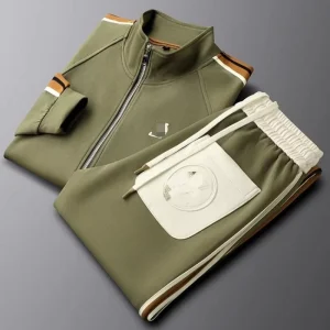 Men’s Trendy Fashion Two Piece Sports Suit, Autumn Winter, Stand Collar Casual Hoodies Sweatshirt Sets, Long Sleeve