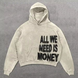 Men’s Trendy Hooded Pullover Sweatshirt, Plus Size, Loose Long Sleeve Top