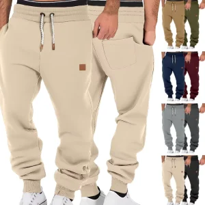Men’s Trousers Spring and Autumn Solid Color Sports Casual Sweatpants Loose Leg Pants