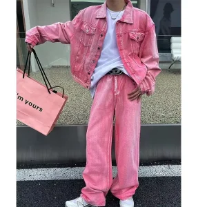 Men’s Two Piece Denim Set Washed Denim Jacket Set