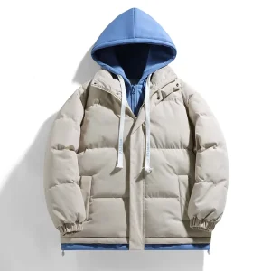 Men’s Two-Piece Hooded Winter Thickened Warm Coat Casual Style Bread Coat