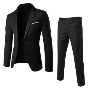 Men’s Two piece Suit Set Slim fitting Business Formal Wear for Men Suitable for Groomsmen and Grooms at Weddings