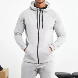 Men’s Ultra Soft Polyester Cotton Breathable Anti Bacterial Eco Friendly Plus Fleece Tracksuit Set Elastic Waist Solid Color Gym