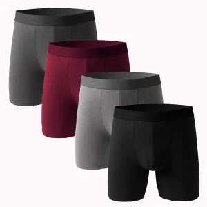 Mens Underwear Boxer Long Custom Logo Design Spandex Breathable Mens Boxer