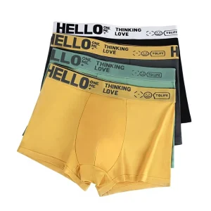 Men’s Underwear Comfortable Mid-Rise Breathable Seamless Milk Silk Boxer Briefs Letter Personalized