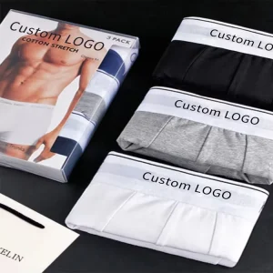 Men’s Underwear Custom Logo on Waist Soft Comfortable Homme Coton High Quality Male Boxer Briefs