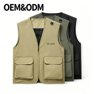 Men’s Vest Soft Touch Lightweight Multi Pocket Manufacturer Supply for Working Customizable Business Nylon