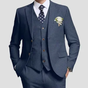 Men’s Vest Suit Set, 3 Pieces, for Wedding and Working