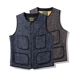 Men’s Vest for Winter Casual Woolen Suit Vest Breathable Formal Winter Jacket Waistcoat in Brown with Crewneck Dress Outer Wear