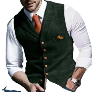 Mens Vests Tweed Suit Business Clothing for Men Striped Waistcoat Steampunk Vest Groomsman Wedding Vest