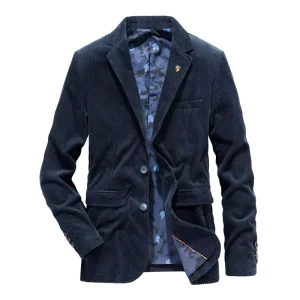 Men’s Vintage Corduroy Blazer Single Breasted Fashion Casual Business Blazer