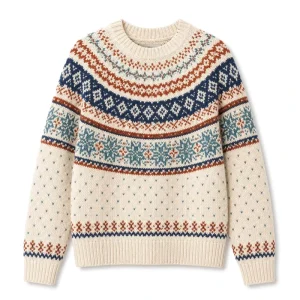Men’s Vintage Fair Isle Lambswool Sweater Classic Pattern Knitwear Autumn Season Anti Wrinkle Anti Shrink Breathable
