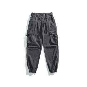 Men’s Vintage Industrial Multi-Pocket Cargo Pants Outdoor Casual Trousers