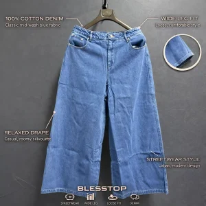 Men’s Vintage Wide Leg High Waist Monkey Wash Denim Jeans OEM ODM Streetwear Baggy Embroidered
