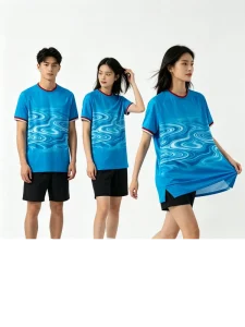 Men’s Water Ripple Print Soccer Jersey Quick Dry Breathable Short Sleeve T Shirt for Training and Running