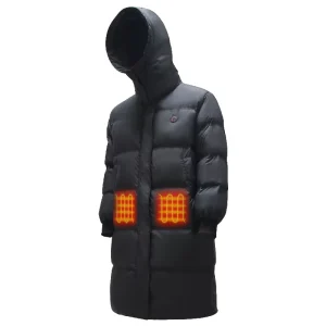 Men’s Waterproof Casual Knitted Zipper Long Heated Winter Jacket with Self Heating Technology for Body Massage