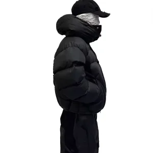 Men’s Waterproof Coated Flight Jacket Short Length Loose Casual Style Collar Zipper Closure Contrasting Plus Size