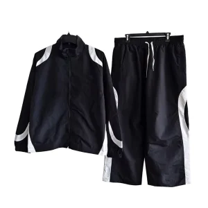 Men’s Waterproof Nylon Tracksuit Oversized Color Block Vintage Set Retro Casual Streetwear Jogging Suit