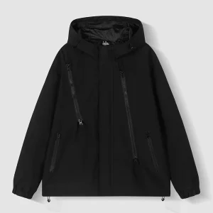 Men’s Waterproof Windproof Soft Shell Hooded Jacket with Mesh Lining