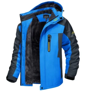 Men’s Waterproof Winter Ski Jacket Outdoor Hiking Snowboarding Climbing Camping Warm Fleece Heating Windbreaker Outfit Plus Size