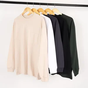 Men’s Wear 240G Pure Cotton Long Sleeve T-Shirt Vintage Trendy Heavy Quality Backing Shirt