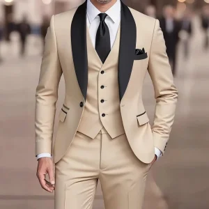 Men’s Wedding Suits Groom Wear White Red S-6XL (Jacket+Vest+Pant) Tuxedos Breathable 3-Piece Business Party Suit Plus Size