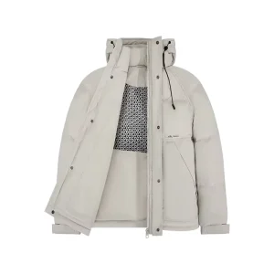Men’s White Plain Bubble Winter Waterproof Warm Casual Hooded Zipper Closure Puffer Jacket