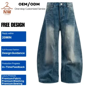Men’s Wide Leg Baggy Straight Fit Pants Plus Size Hip Hop Streetwear Jeans Washed Vaqueras Trousers