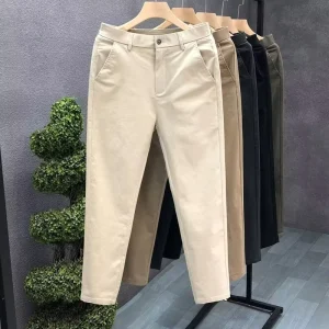Men’s Wide Leg Casual Pants High End Versatile Solid Color for Spring and Autumn