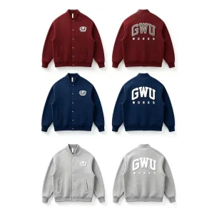 Men’s Winter Campus Coat High Street Style Breathable High Resilience Stand Collar Embroidered Casual Jacket