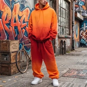 Men’s Winter Casual Plain Dyed Breathable 100% Cotton Oversized Midweight Hooded Pullover Hoodie Drawstring Closure Custom Solid