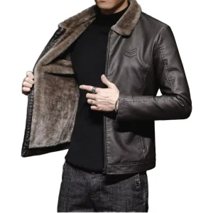 Men’s Winter Coat Slim Fit Jacket for Men Fur Collar Windproof Warm Casual Style Zipper