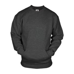 Men’s Winter Crewneck Sweater Kangaroo Pockets Fleece Sweatshirt 100% Cotton Solid Knitted
