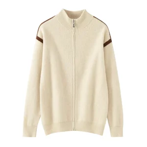 Men’s Winter Fashion Knitwear Custom Cashmere Knit Oversized Thick Sweater Jacket with Zipper for Spring