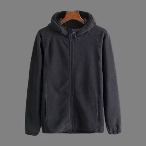 Men’s Winter Fleece Jacket Zipper Hood Warm Lightweight Breathable Casual Coat Windproof Soft Polar Fleece Top Outdoor