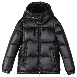 Men’s Winter Jacket with Stand Up Capped Collar Solid Color Down Cotton Jacket