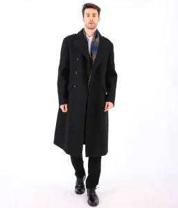 Men’s Winter Long Wool Coat Plus Size Reversible Windproof Breathable Woolen