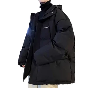 Men’s Winter Loose Thickened Cotton padded Polyester Fiber Corduroy Hooded Long Trench Coat Warm