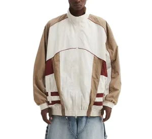Men’s Winter Outdoor Jacket Coat with Embroidery Decoration Stand Collar for Spring and Autumn