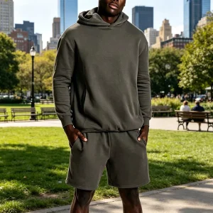 Men’s Winter Two Piece Hooded Streetwear Hoodie Windbreaker 100% Cotton Eco Friendly Quick Dry Breathable Four Way Stretch