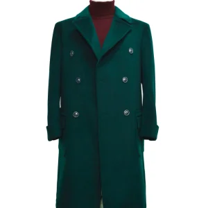 Men’s Winter Warm Woolen Coat Classic Formal Long Overcoat with Double Breasted Closure Plus Size Formal Wear