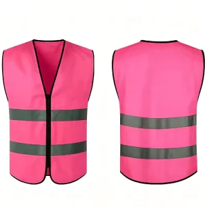 Men’s Winter Windproof Zipper Reflective Lightweight Sleeveless 100% Polyester Stand Collar Work Vest Jacket