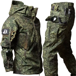 Men’s Winter Workwear Set Camouflage Jacket and Pants Suit Thick Waterproof Tactical Uniform