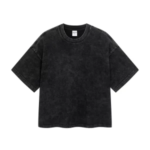 Men’s & Women’s Casual Clothing 100% Cotton Boxy Short-Sleeve Retro Style Snowflake Washed Vintage T-Shirt Loose Fit